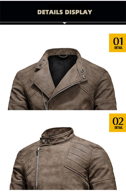 Jacket Men Coat Winter Leather Bomber Genuine Casual Brown Jackets Coats Faux Leather Vintage Black Biker Jacket Men Windproof