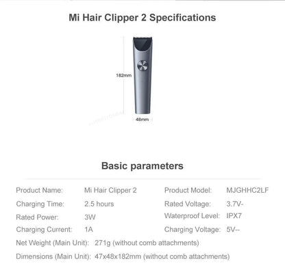 XIAOMI Mijia Hair Clipper 2 Men Sideburns Electric Shaver Wireless Hair Cutting Trimmer Barber Cutter