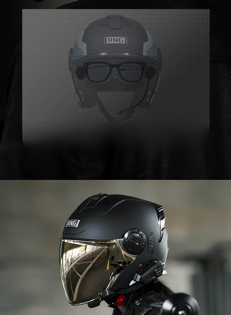Capacete 3/4 para Motocicleta com Bluetooth, Viseira Dupla, Aprovado pelo DOT, Capacete de Pilotagem para Bicicleta Elétrica e Motocicleta