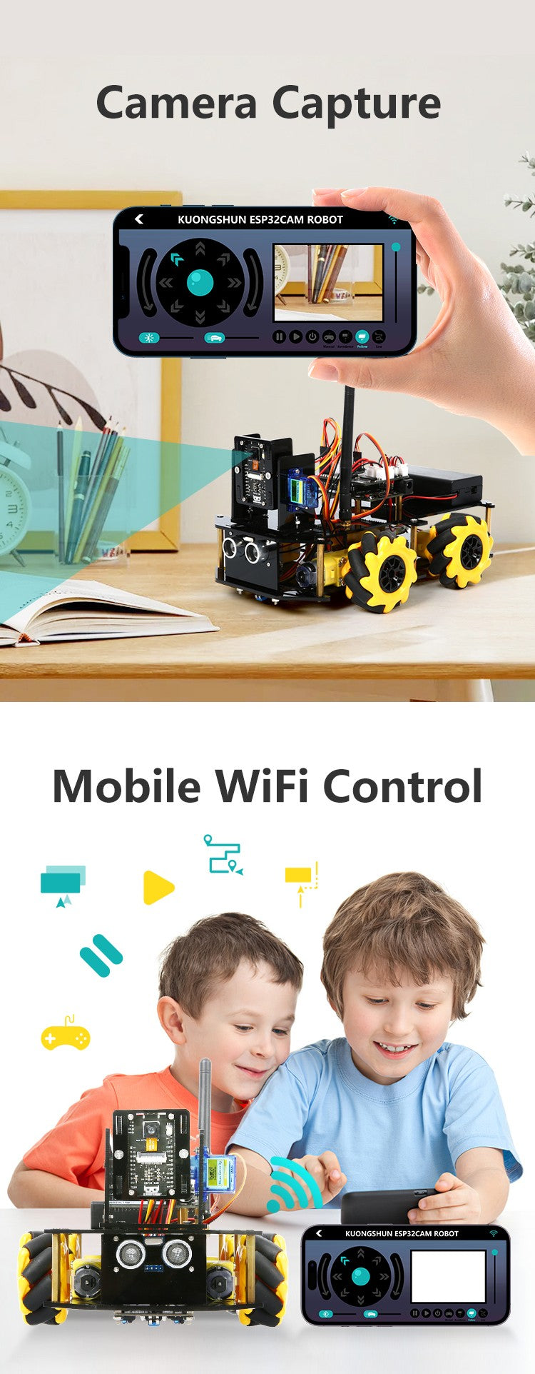 ESP32 Smart Robot Car Kit Carro de Controle Remoto para Projeto de Programação Arduino Kit de Codificação Científica de Educação STEM