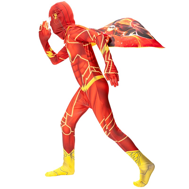 Flash Adult Children Cosplay Costumes Superhero Jumpsuit Including Headgear Halloween carnival Dressing Up
