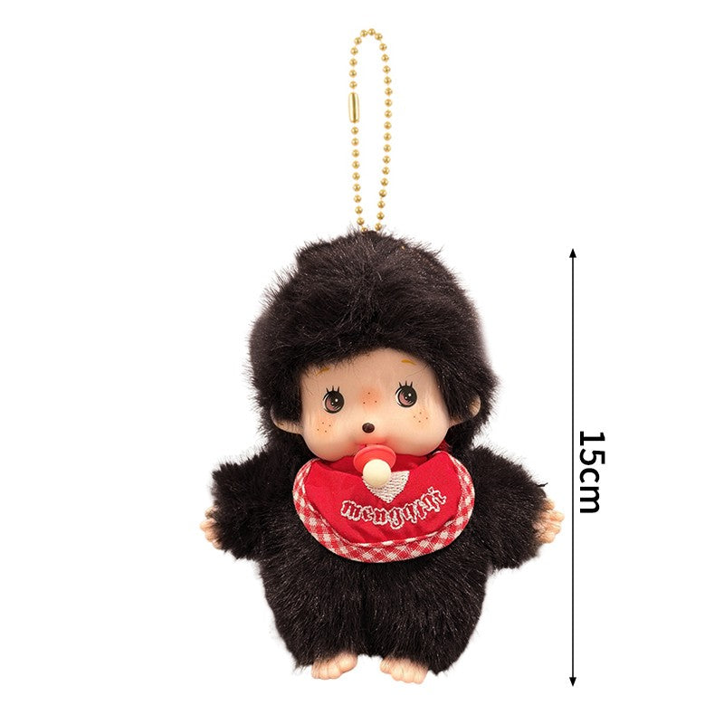 Kawaii Monchichi Doll Figure Keychain Furry Chimutan Monchhichi Figurines Hanger Pendant Bags Charm Accessories Small Gift