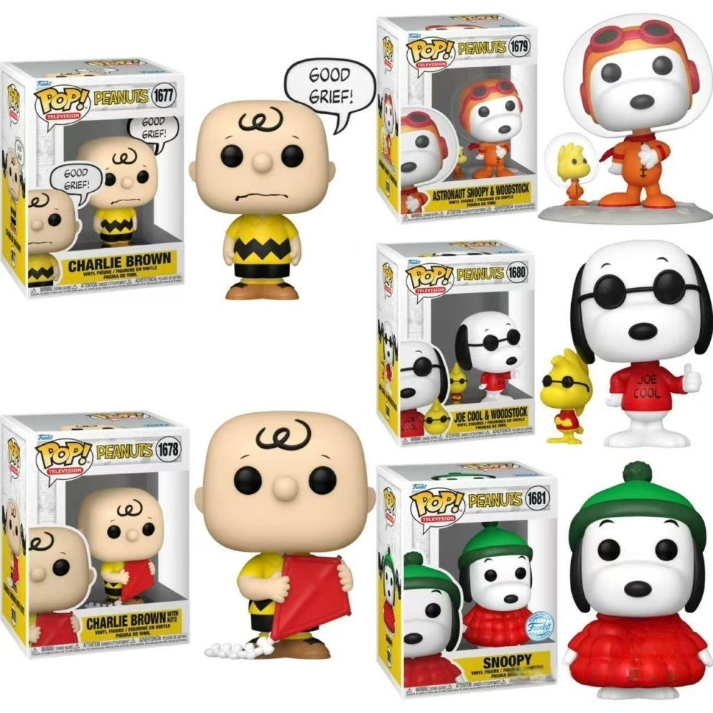 Funko Pop Snoopy Beagle Scouts Série Boneco de Ação Anime Woodstock Astronauta Joe Cool Brinquedo Modelo Figuras Edição Limitada Presentes