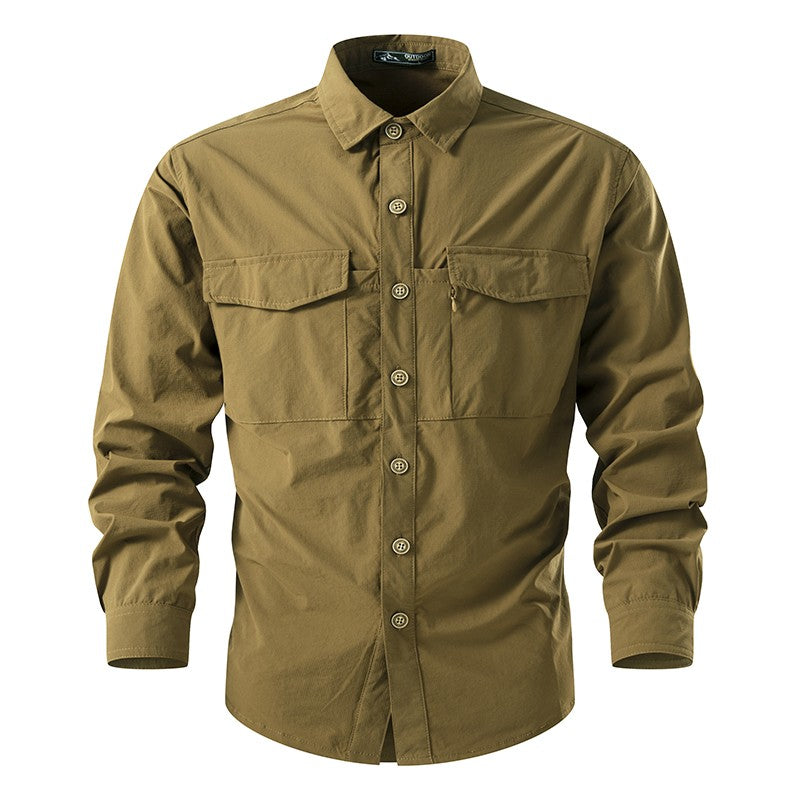 Summer Men Casual Breathable Long Sleeve Shirts Mens Military Cargo Multi-Pocket Shirt Man Outdoor Safari Work Shirt Blouses Top
