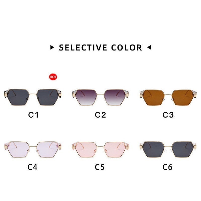 Metal Rectangle Sunglasses Women Fashion High Quality Frame Glasses Vintage Brand Designer Eyewear UV400