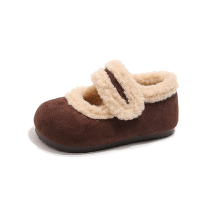 Children's Cotton Shoes 1-18 Years Old Beige Padded Thickened Boys Girls Walking Shoes Brown Soft Bottom Non-slip Kids Fur Shoes
