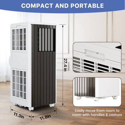 Ar Condicionado Portátil 8000 BTU - Refrigera até 32,5 m² Aparelho 3-em-1 com Desumidificador e Ventilador, Kit de Mangueira para Janela Incluído