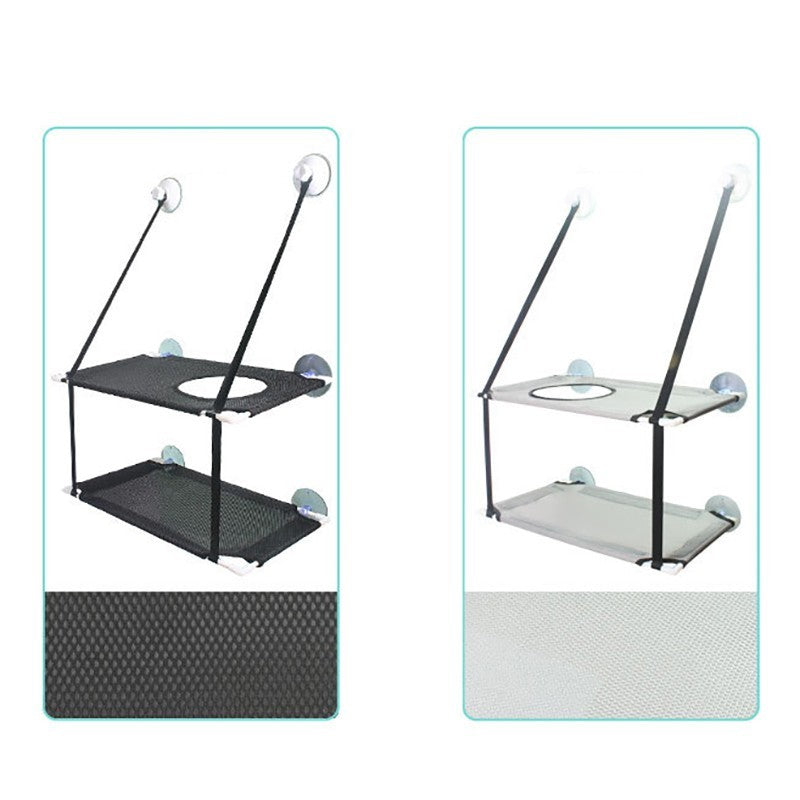 Rede de Gato para Janela Cama para Gatinho Cadeira de Sol Nicho Suspenso Sofá de Gato Túneis de Dois Andares Ventosa para Parede Cama Suspensa para Animais de Estimação de Inverno