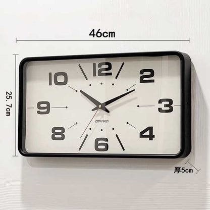 Win Elegant Simple Modern Japanese Style Metal Wall Clock New Silent Rectangular Home and Office Clock for Living Room