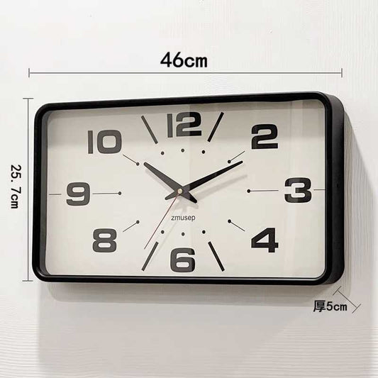 Win Elegant Simple Modern Japanese Style Metal Wall Clock New Silent Rectangular Home and Office Clock for Living Room