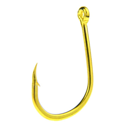 100 pçs/lote Aço Carbono Alto Anzóis de Mosca Dourados 3#-12# Anzóis de Pesca Jig Anzol Farpado com Furo Acessório de Pesca Pesca