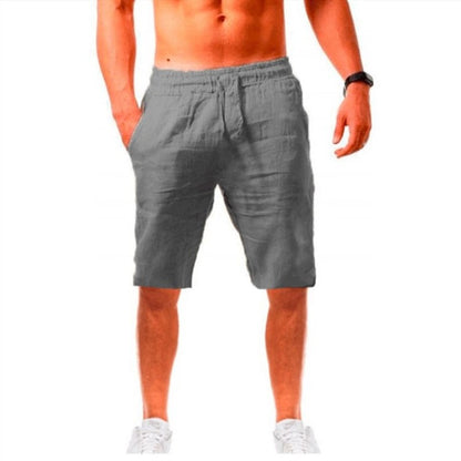 New Men's Cotton Linen Shorts Pants Male Summer Breathable Solid Color Linen Trousers Fitness Streetwear S-5XL