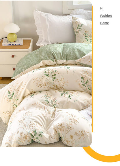 3pcs Elegant Floral Tea Art Print Duvet Cover Set? Soft Skin-Friendly Bedding Set Includes 1 Duvet Cover And 2 Pillowcases