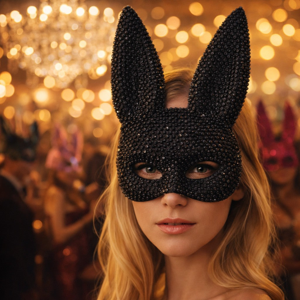 Rabbit Party Masquerade Glitter Mask for women Theater Performances Full Acrylic Rhinestone Face Mask Costume for Photo Shoots