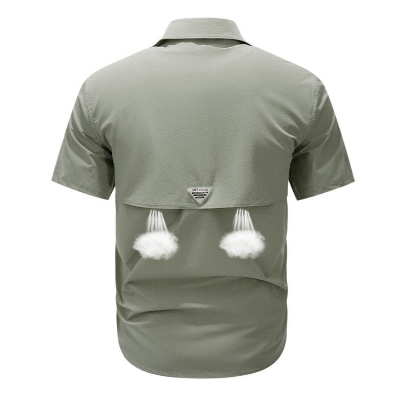 Summer Men Short Sleeve Shirt Men Breathable Tactical Work Shirt Tops Outdoor Casual Quick Dry Multi-pocket Camping Cargo Shirts