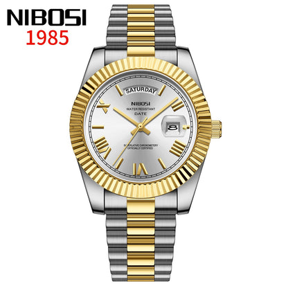 NIBOSI Brand Original Stainless Steel Quartz Watches For Men Luxury Date Display Luminous Fashion Men's Watch relogios masculino