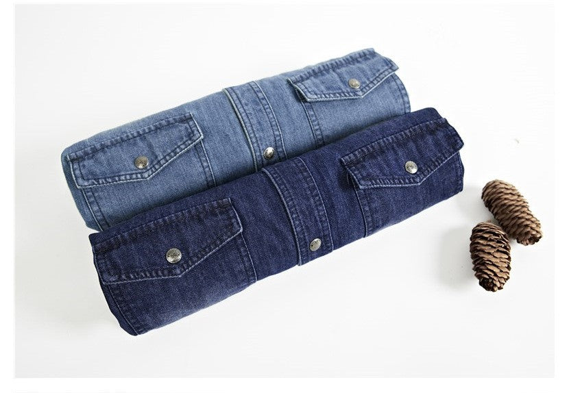 High Quality Men's Denim Shirt Long Sleeve Oversized Pure Cotton Overshirt Solid Casual Shirts Men Clothing  4XL A2F6522