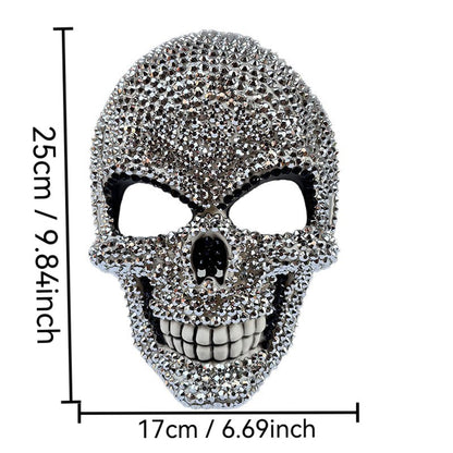 Horror Skull Mask for Halloween Party, Rhinestone Decorated Face Cover, Unisex Costume Accessory, Perfect for Men and Women
