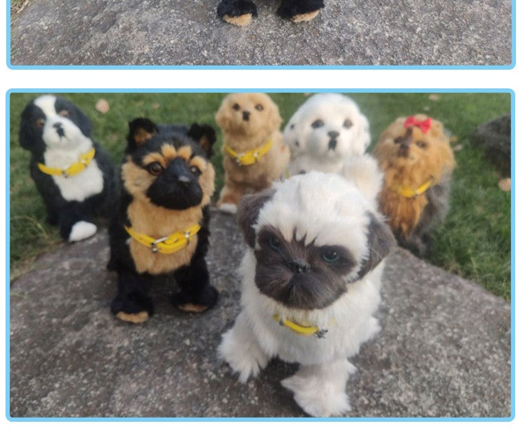 Novo brinquedo de simulação de cachorro elétrico com controle de voz, que anda, acena a cabeça, toca música e é um robô de pelúcia para crianças.