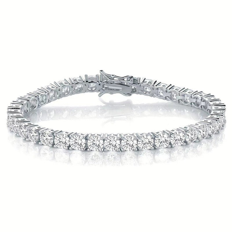 Preço de Fábrica Prata Esterlina Real S925 Banhada a Ouro 18K Zircônia 5A Grau Pulseira Tennis Preta para Homens e Mulheres Joia da Moda