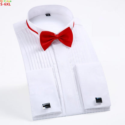 White Men's Dress Shirt,Single-breasted Long-sleeve Square Collar Shirts Wedding/party/performance Camisa Male Chemise S-7XL 8XL
