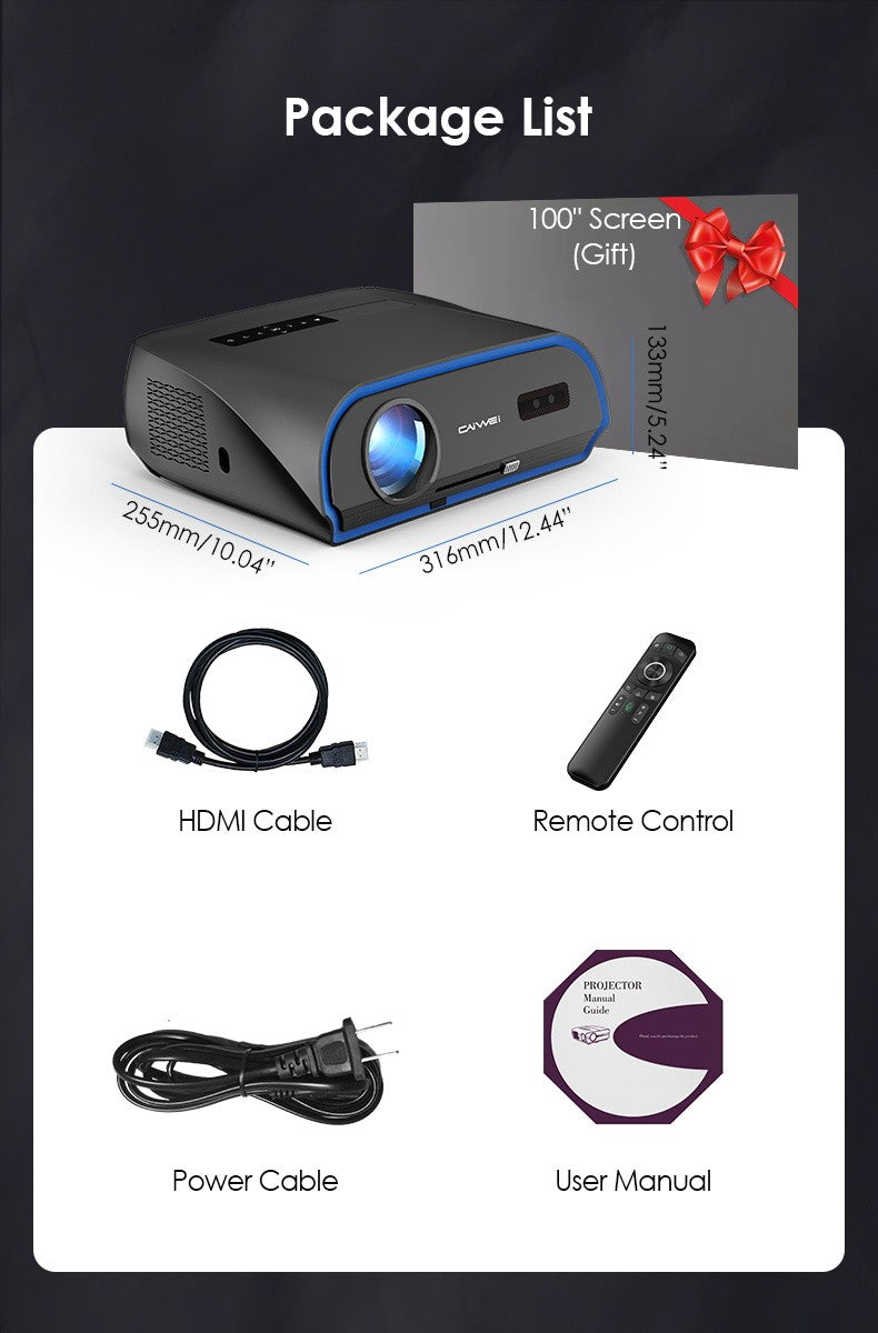 CAIWEI A10R 3500ANSI 1920 * 1080P Full HD 4K Projector Smart Android Auto Focus Outdoor Home Cinema Projectors for Movies Video