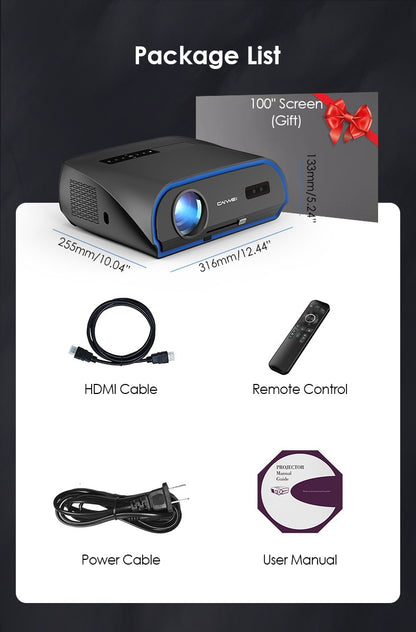CAIWEI A10R 3500ANSI 1920 * 1080P Full HD 4K Projector Smart Android Auto Focus Outdoor Home Cinema Projectors for Movies Video