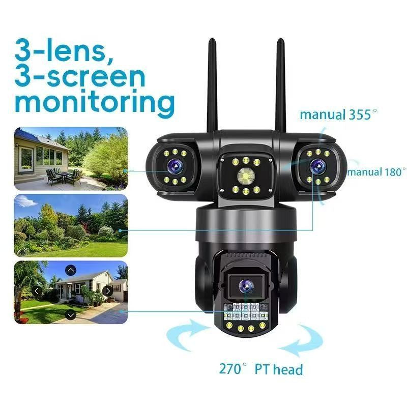 Câmera V380Pro 4G Câmera Sim GSM WIFI 12MP 6K Três Lentes Três Telas Monitor Visão Noturna Segurança PTZ Câmera de Videovigilância