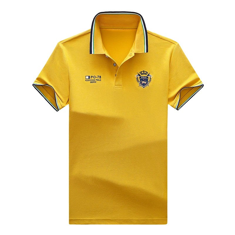summer Men's Casual Embroidery Short Sleeve Polo Shirt New Fashion Solid Color Top