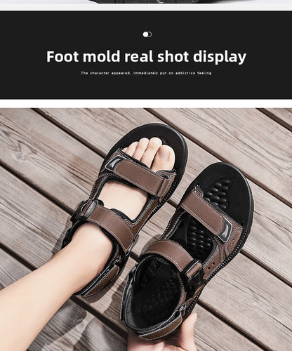 Summer Men Sandals PU Leather Lightweight Open Toe Flat Mens Casual Shoes Outdoor Walking Sandals for Men Beach Shoes Size 39-46