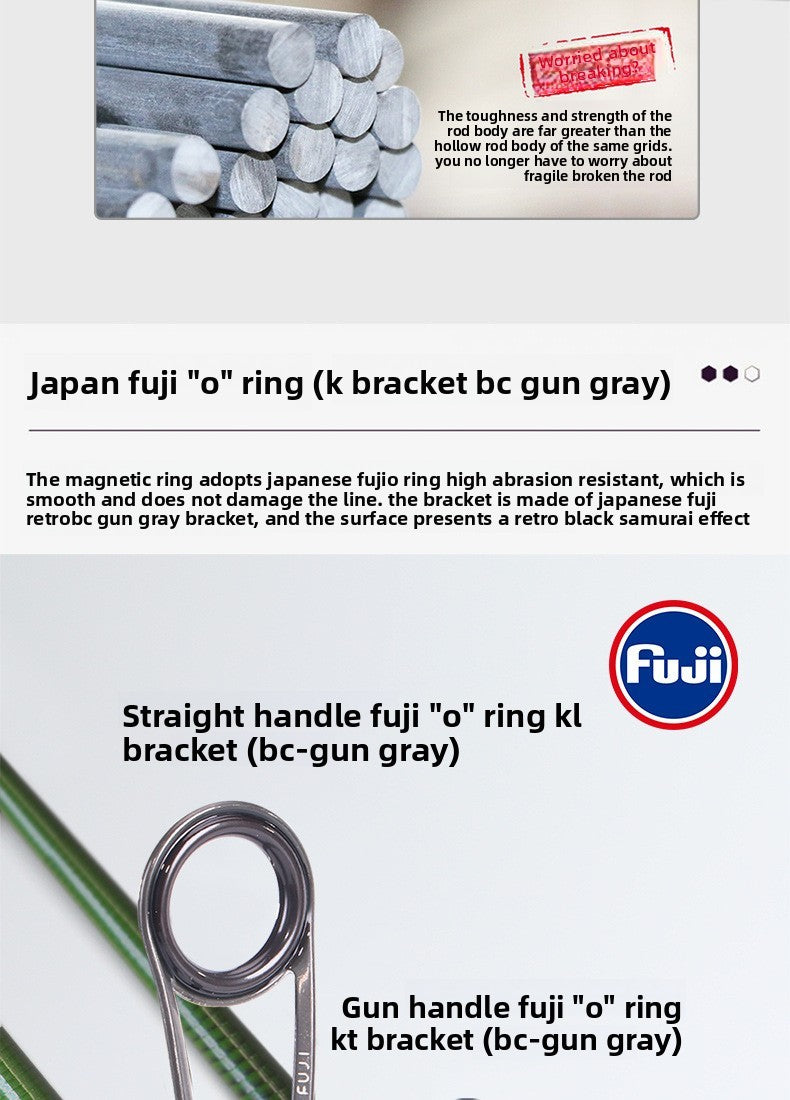 Vara Fuji Fuji tipo Ghost Face para pesca de micro-objetos, vibração, boca de cavalo, UL, ajuste rápido, vara retrátil para riacho