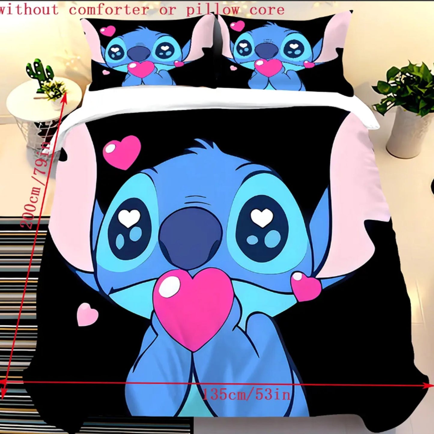 Stitch Duvet Cover Set for Children Cartoon Anime Comforter King Size Bedding Queen and Twin 3D Printed Quilt
