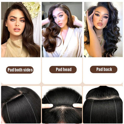 H&STAR 30cm Sintético Curto Liso Pad Extensão de Cabelo Invisível Forro de Cabelo Parte Superior da Cabeça Peruca para Mulheres
