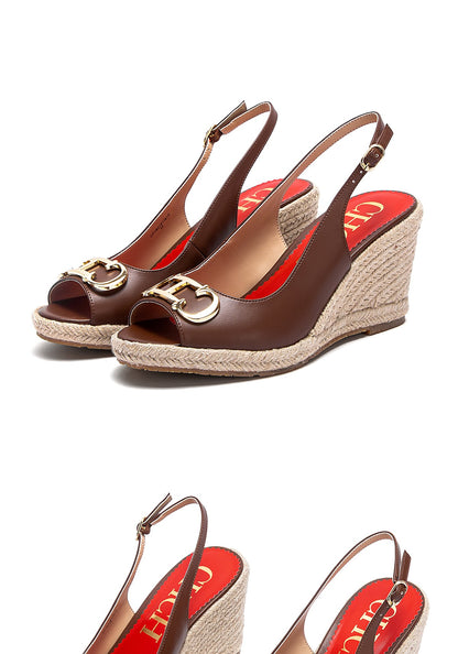 CHCH Women's Sandals Summer New Wedge Fish Mouth High Heel Open Toe Platform Summer Formal Shoes 8.5cm