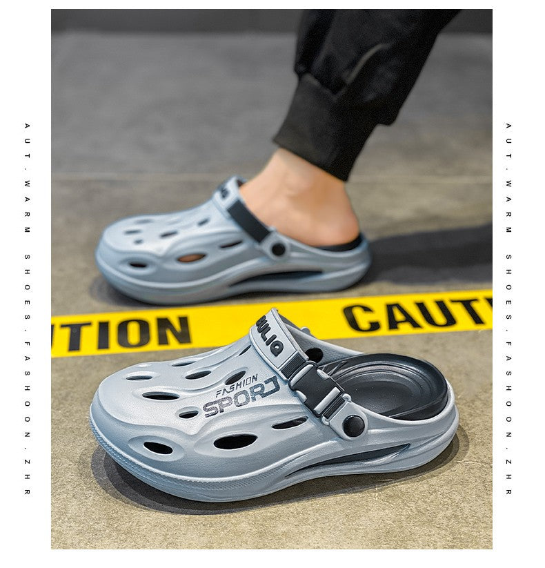 A Pair of Men's New Clogs, Summer New Wear-Resistant, Non-Slip Sports Beach Shoes, Soft-Soled Comfortable Men's Shoes for Driving