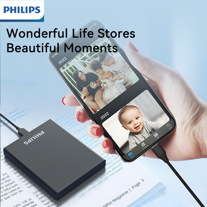 PHILIPS Portable SSD, 1TB External Solid State Drive, Speeds Up to 550MB/s, USB 3.2 Gen 2, Reliable Storage for Gaming, Students