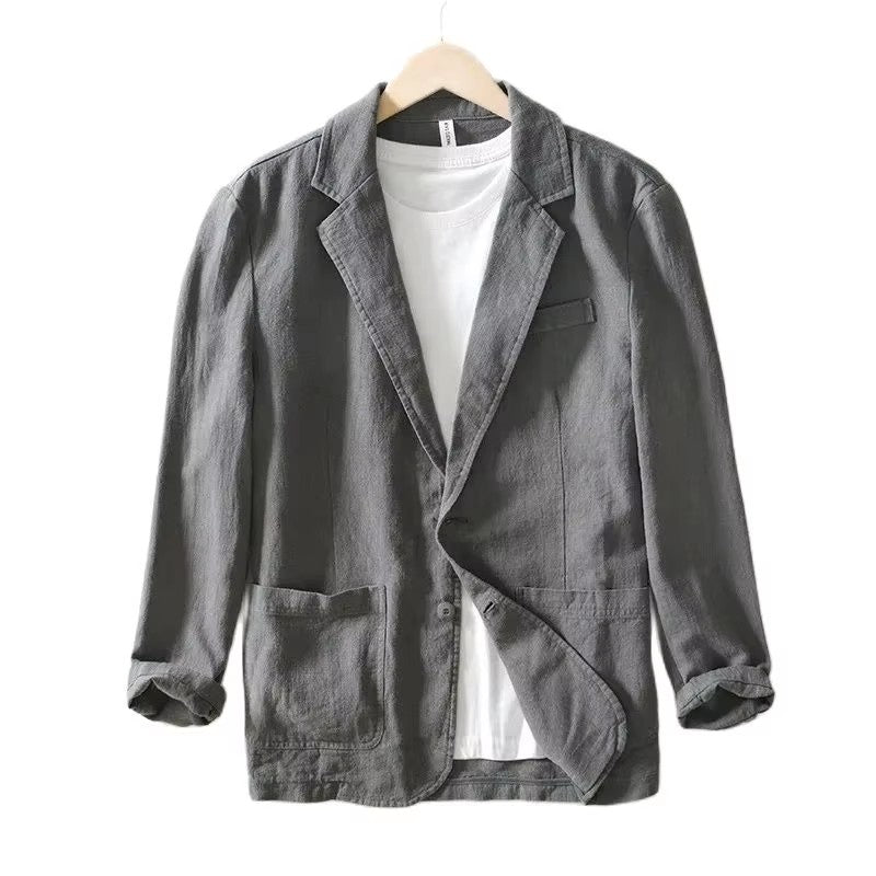 Man Blazer Thin Linen Blazer Mens Summer White Single Suit For Men Cotton Sunscreen Blazer Jacket Men Slim Fit Casual 2023 New