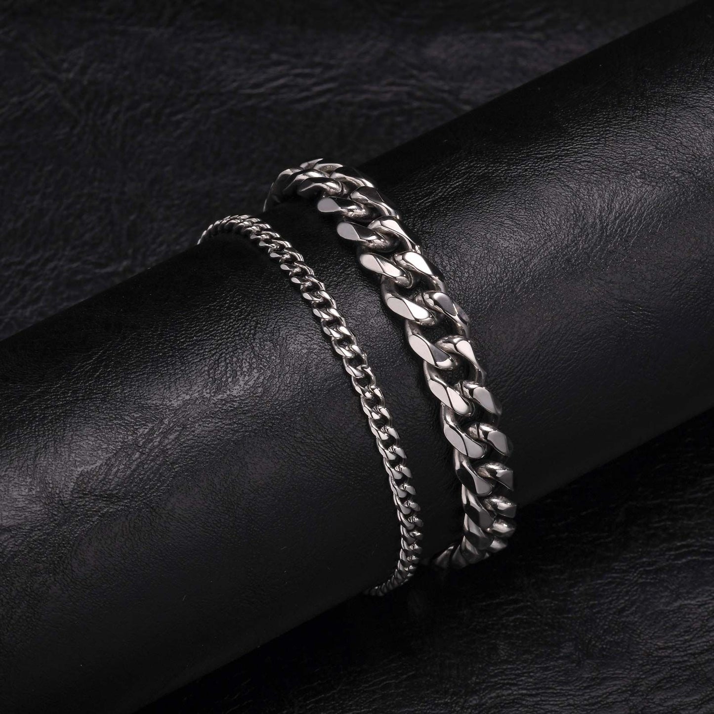 2 Pulseiras Masculinas de Corrente, Aço Inoxidável Prata Ouro Cor Preta, Corrente de Corda Torcida, Pulseira, Correntes Cubanas Modernas de Presente