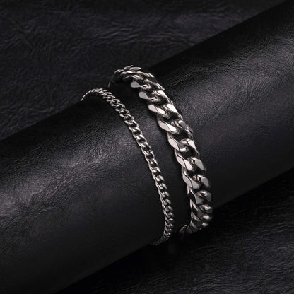 2 Pulseiras Masculinas de Corrente, Aço Inoxidável Prata Ouro Cor Preta, Corrente de Corda Torcida, Pulseira, Correntes Cubanas Modernas de Presente