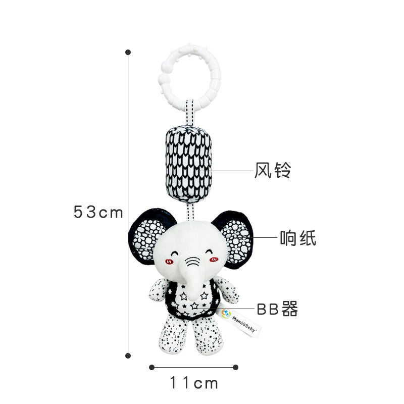 Stroller Bed Crib Hanging Bell Plush Doll Baby Infant Rattles Newborn Black White Visual Grab Ability Training Toy for Bebe Gift