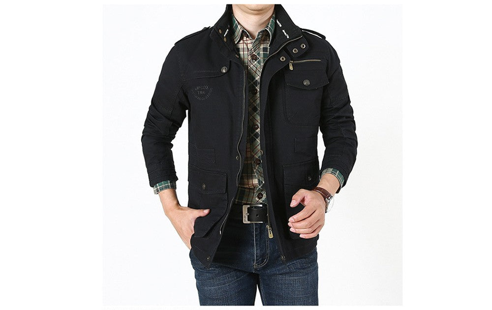 Autumn Men's Military Jacket Casual Man Stand Collar Cotton Business Coats Men Multi-pocket Windbreaker Jackets Clothing 7XL