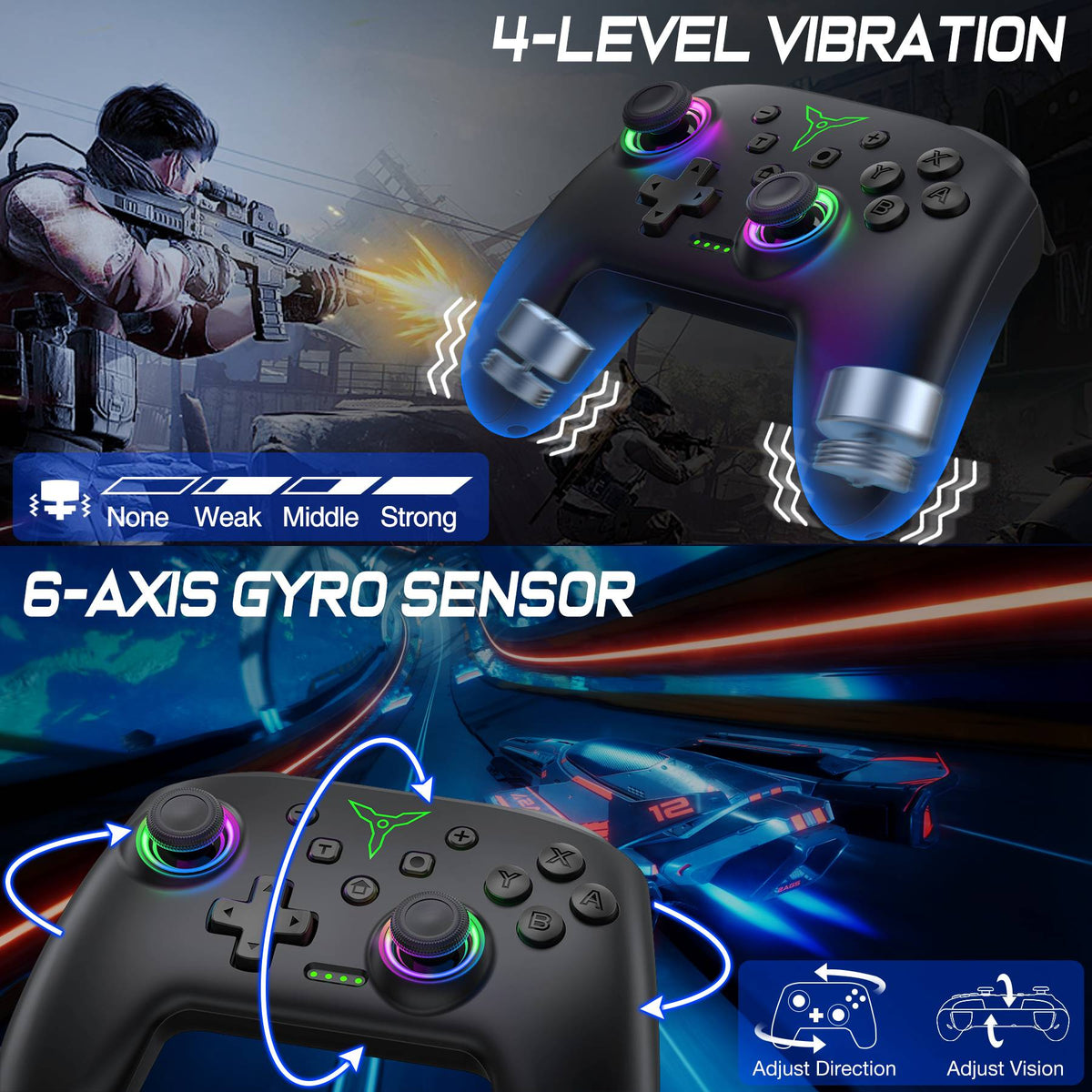 BEBONCOOL Wireless Controller for Switch 2 with Joystick Double Vibration Compatible for Switch OLED/Lite Switch Remote Gamepad