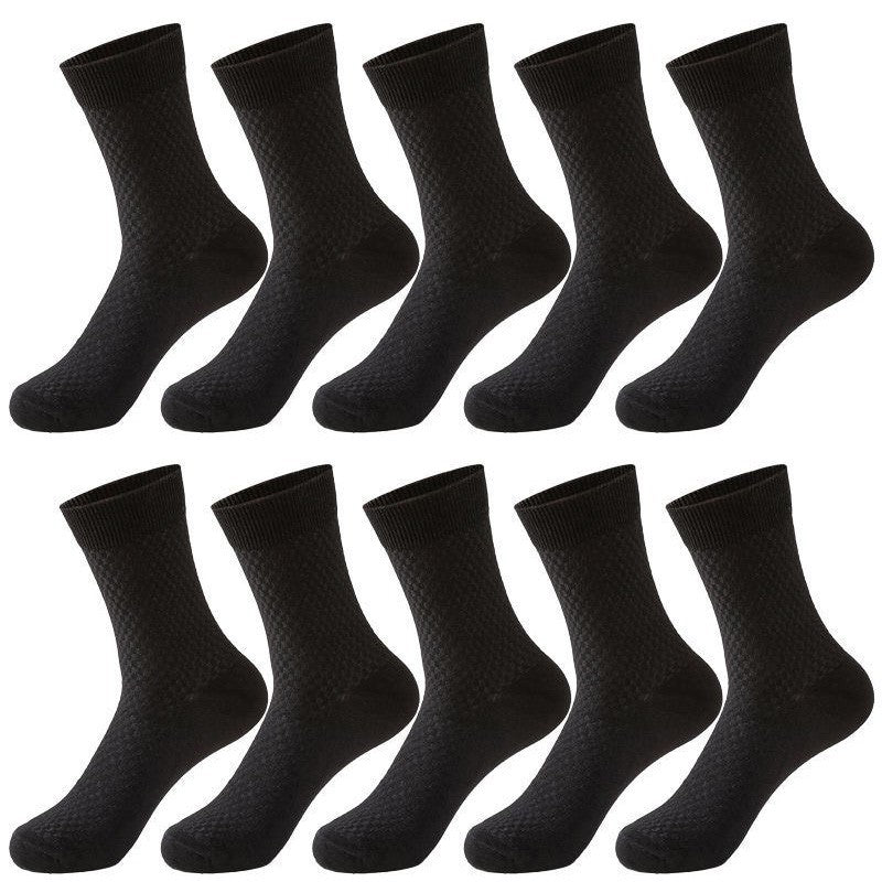 10 Pair Men's Bamboo Fiber Socks Harajuku Retro Breathable Business Man Socks Black Long Sock Deodorant Gift Set Size 39-46