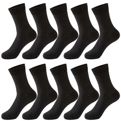 10 Pair Men's Bamboo Fiber Socks Harajuku Retro Breathable Business Man Socks Black Long Sock Deodorant Gift Set Size 39-46