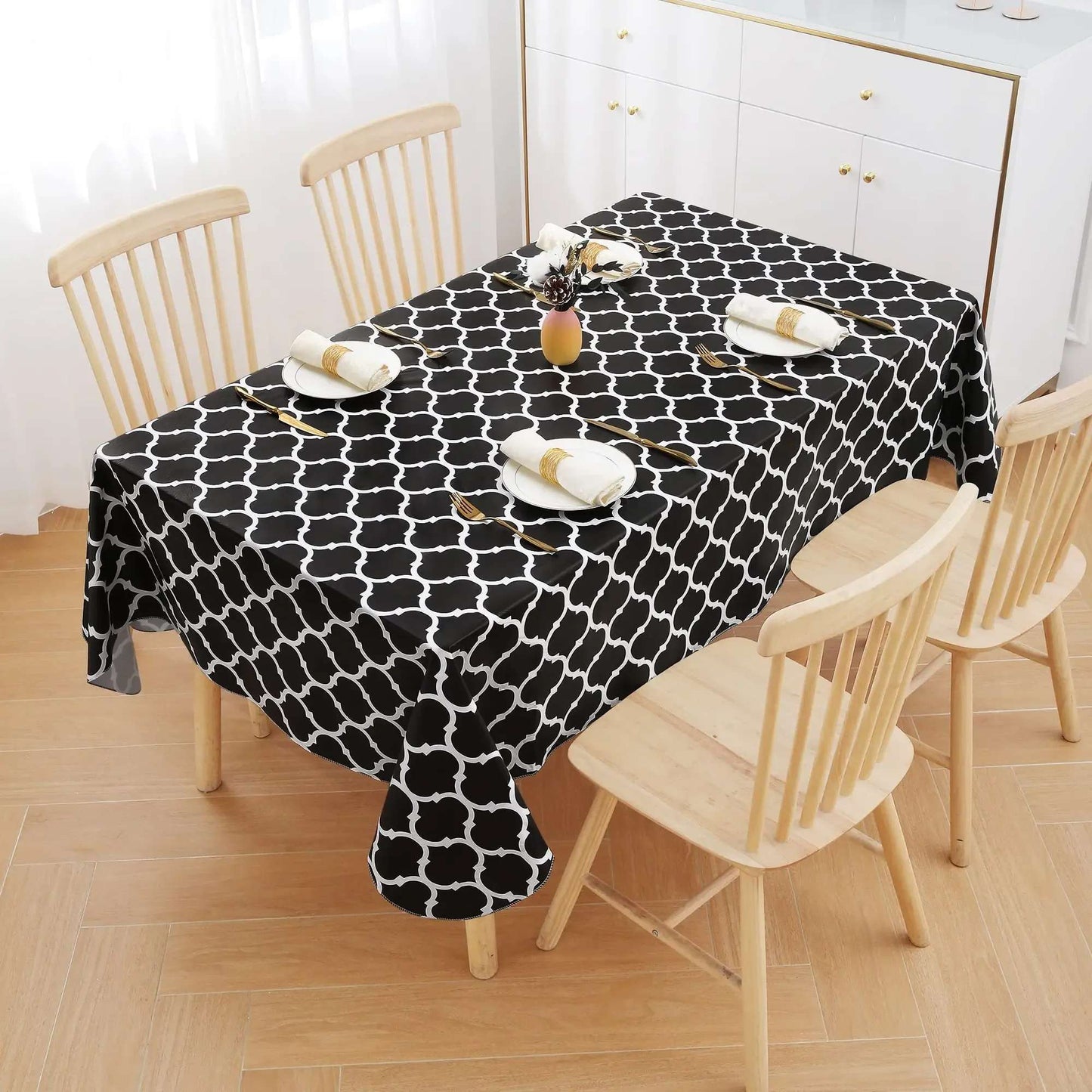 Kitinjoy Rectangular Tablecloth PVC House Table Cloth Waterproof Table Mat For Coffe Table Banquet Decoration Dining Table Cover