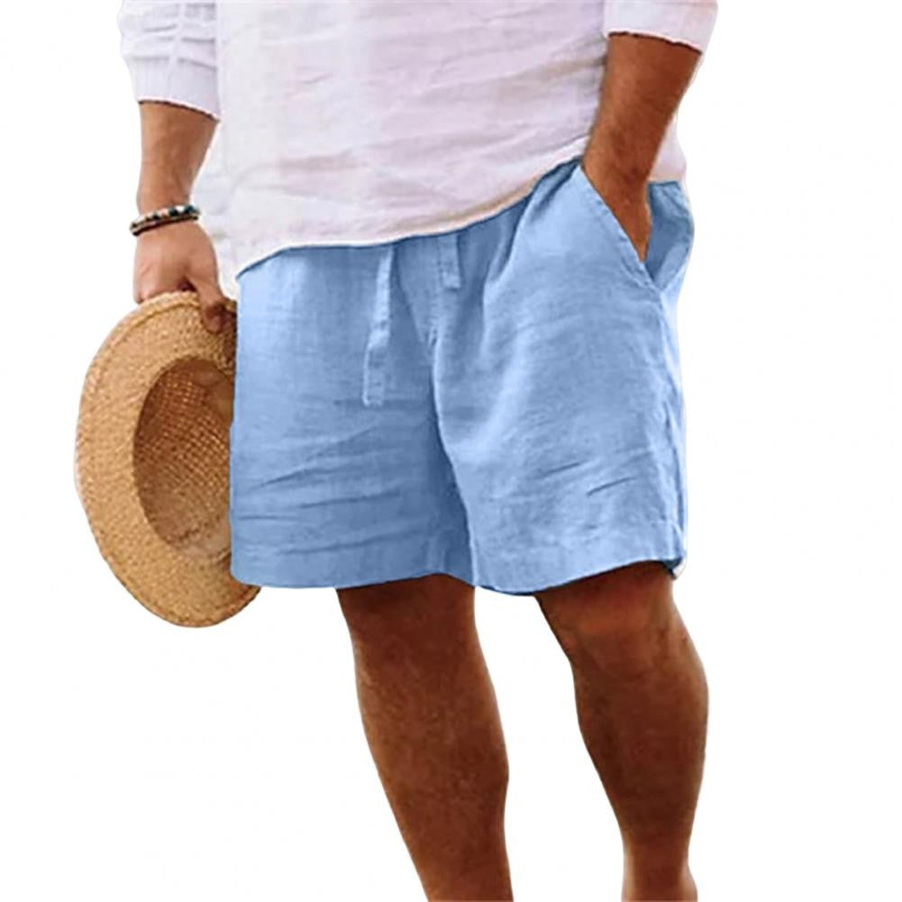 2024 New Men'S Cotton Linen Shorts Pants Male Summer Breathable Solid Color Linen Short Trousers Fitness Streetwear M-4xl