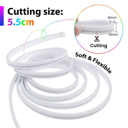 DC5V RGB LED Neon Light AA Battery Powered Bluetooth LED Strip SMD2835 IP65Waterproof Rating 108Leds/m With a remote control