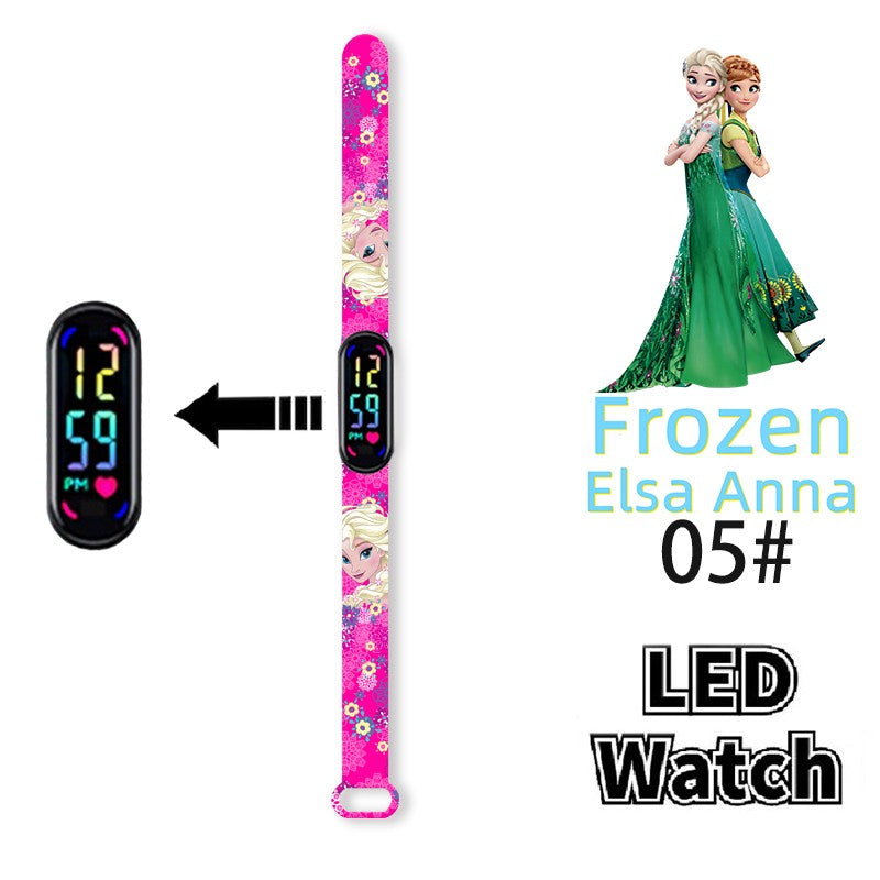 Disney Frozen Digital Kids' Watches Anime Figures LED Luminous Watch Touch Waterproof Electronic Sports Watch Kids Birthday Gift