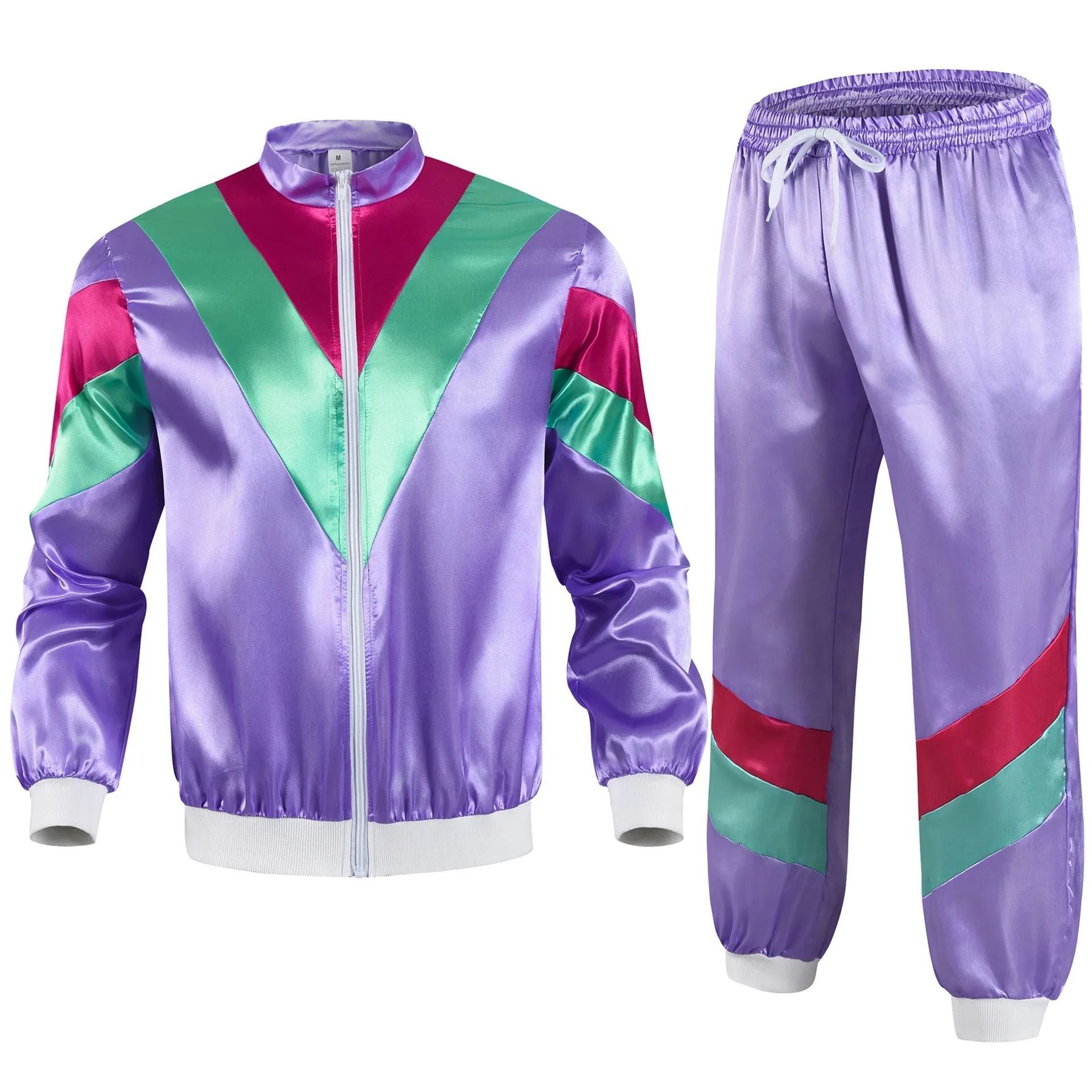 1990s Disco Tracksuit 2pcs Jogging Wear Retro Style Carnival Theme Party Suit Live Cosplay Jacket and Pants  cosplay costumes
