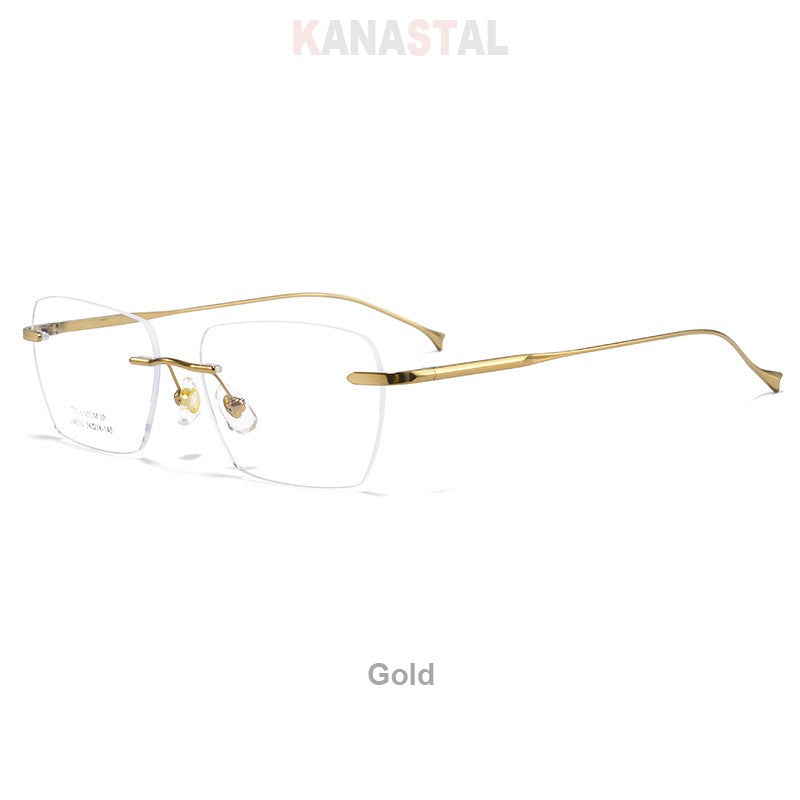 Men Pure Titanium Eyeglasses Frame Women Ultralight Rimless Glasses Blue Light Blocking Lens Prescription Myopia Reading Eyewear